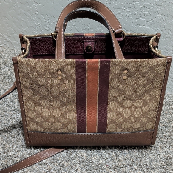 Coach Tan and Brown Signature Handbag - Picture 7 of 9